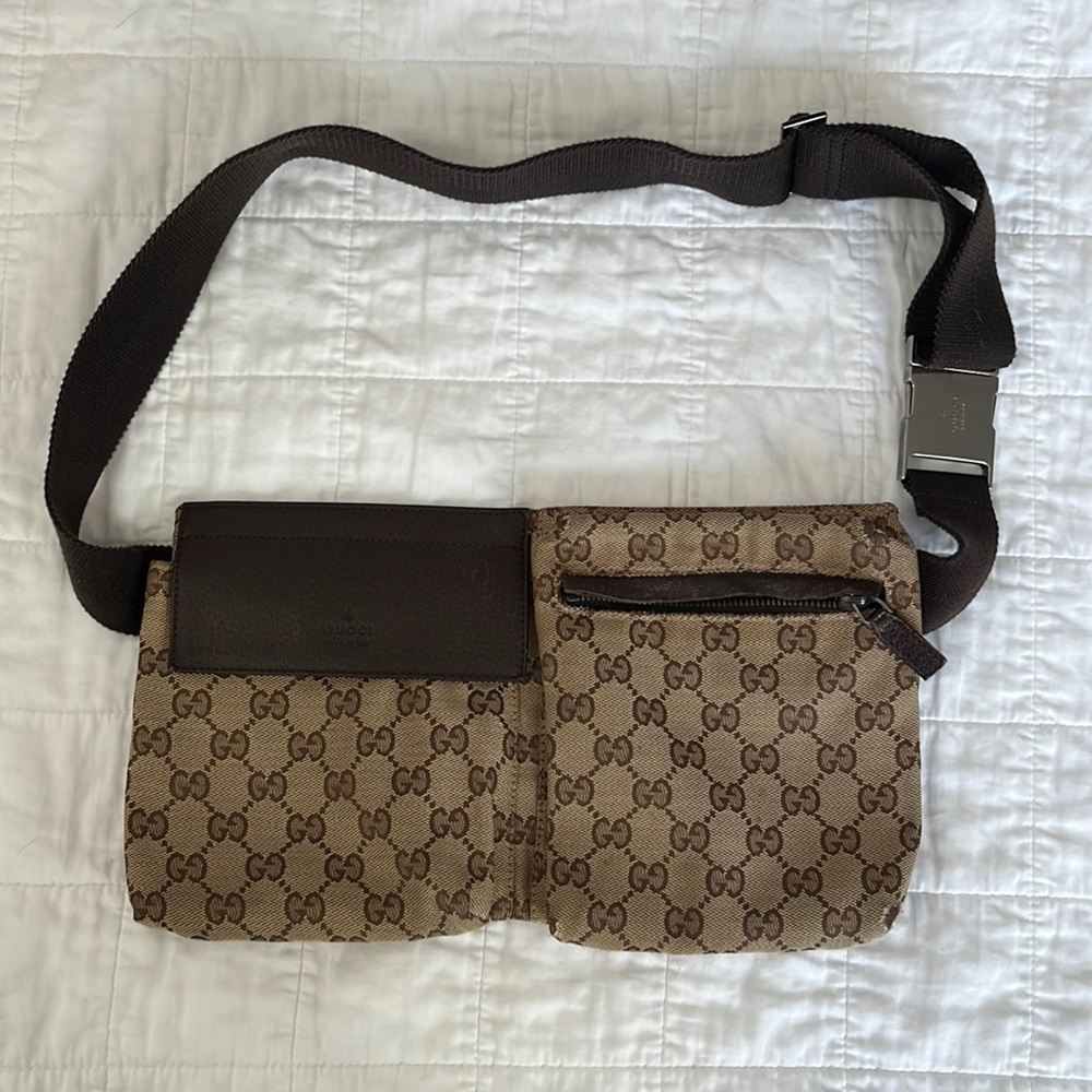 Gucci brown monogram belt bag